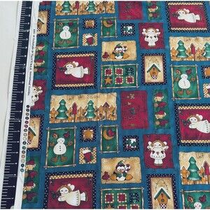 Christmas Patchwork Angel Snowman Penguin Cotton Craft Fabric 34"x19.5" Remnant